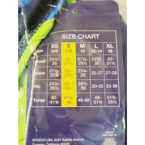 Speedo Youth Girls S (7/8) Racerback Sport Splice One Piece Swimsuit Blue Green - Picture 7 of 7